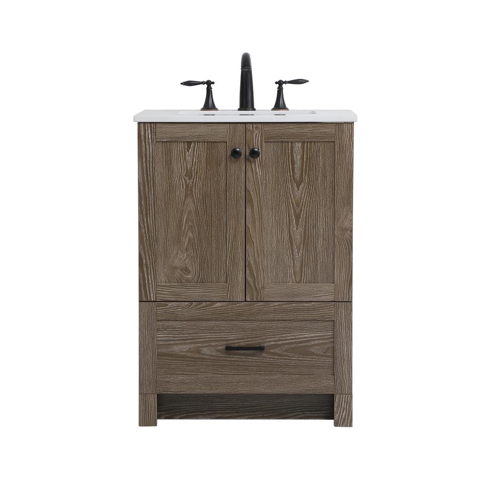 24 inch Single Bathroom Vanity in Weathered oak. Picture 1