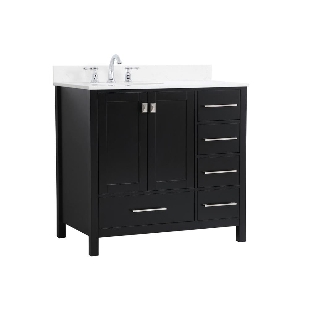 36 inch Single Bathroom Vanity in Black with Backsplash. Picture 8