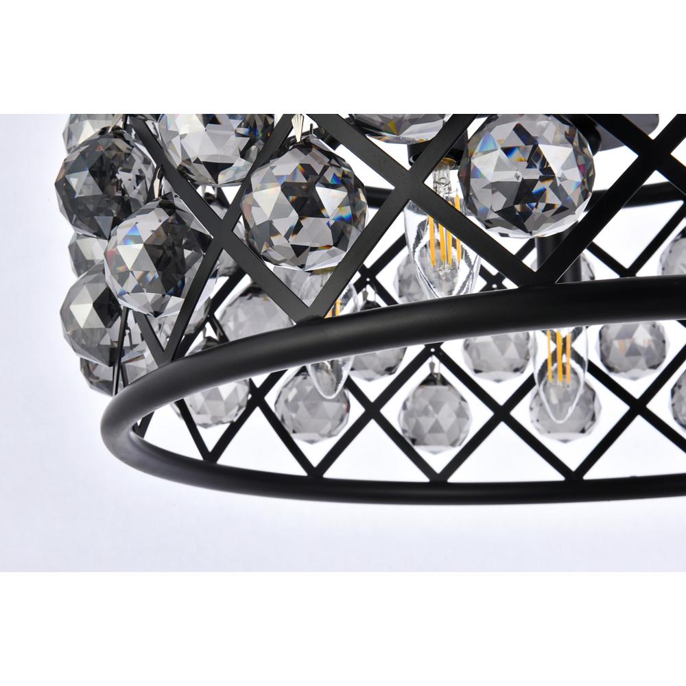 Madison 5 light Matte Black Chandelier Silver Shade (Grey) Royal Cut Crystal. Picture 3