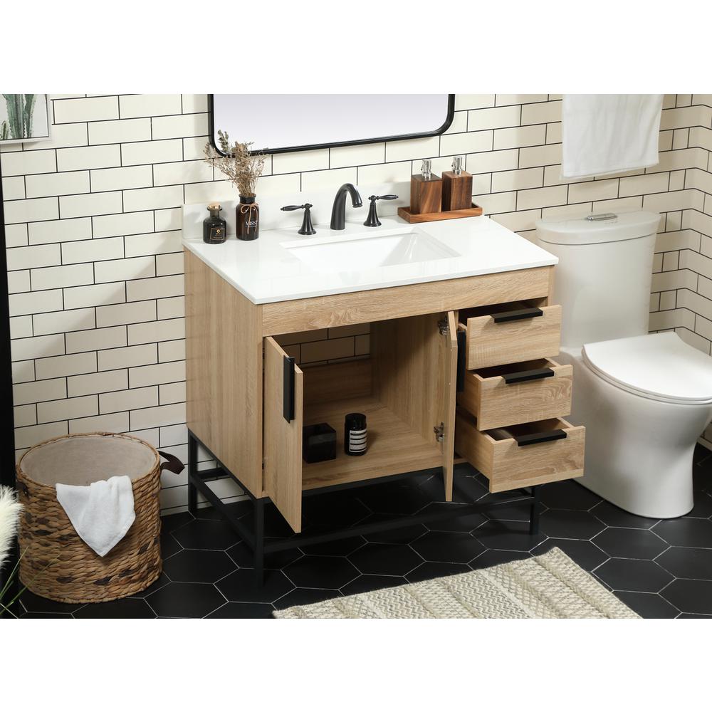 36 inch Single bathroom vanity in mango wood with backsplash. Picture 3
