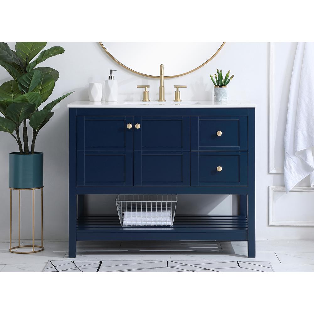 42 inch Single Bathroom Vanity in Blue. Picture 14