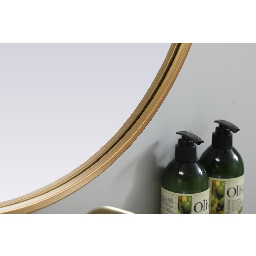 Metal Frame Oval Mirror 24x30 Inch in Brass. Picture 6