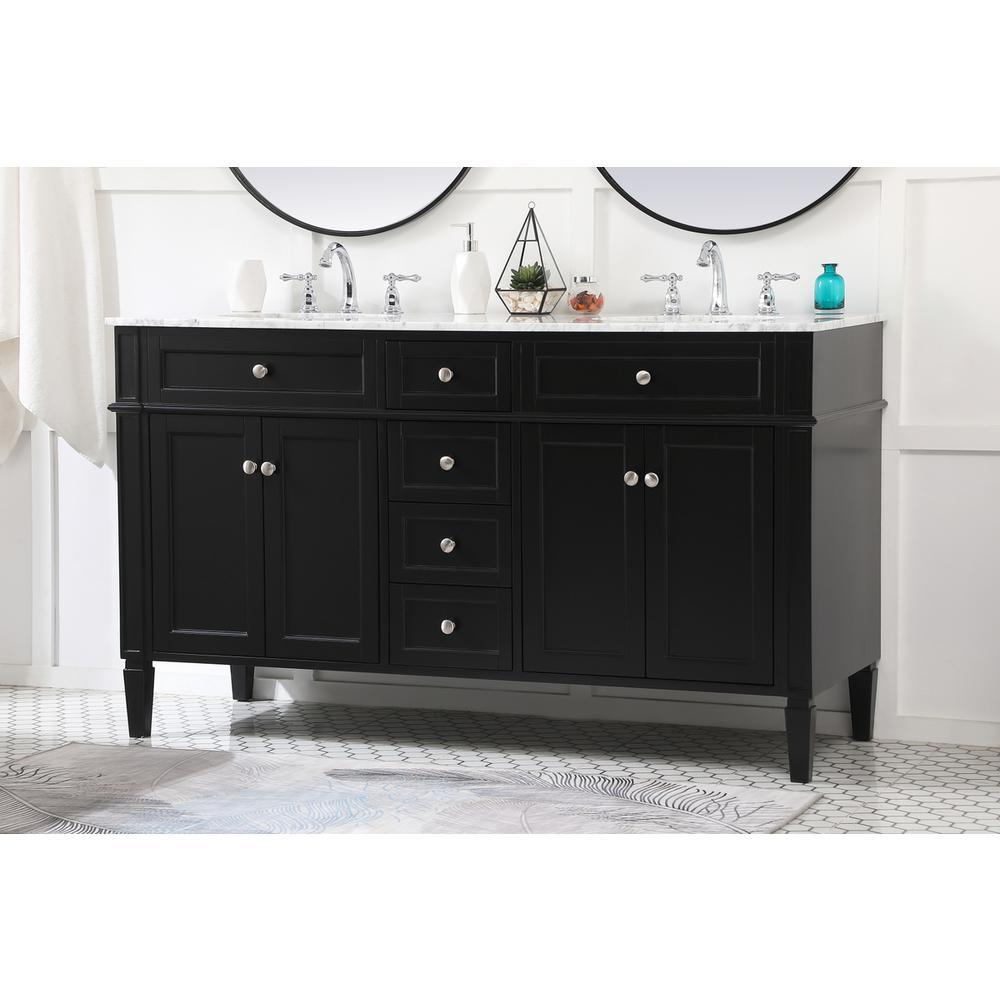 60 inch double bathroom vanity in Black. Picture 2