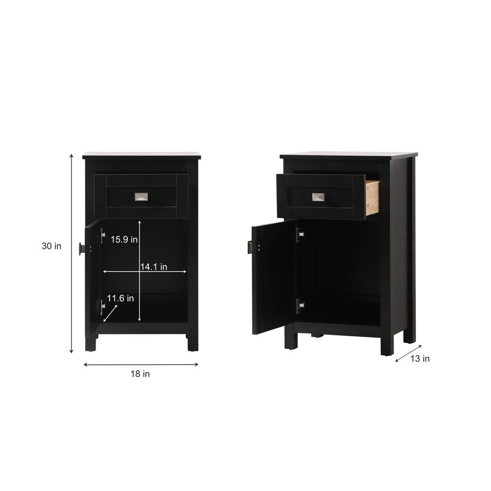 18 Inch Wide Bathroom Storage Freedstanding Cabinet In Black. Picture 8