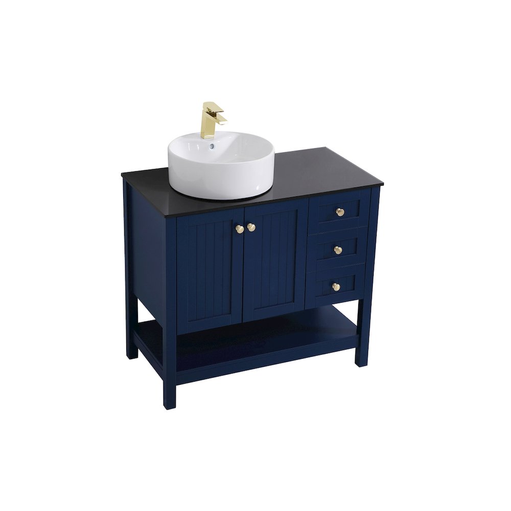 36 Inch Vessel Sink Bathroom Vanity In Blue. Picture 8
