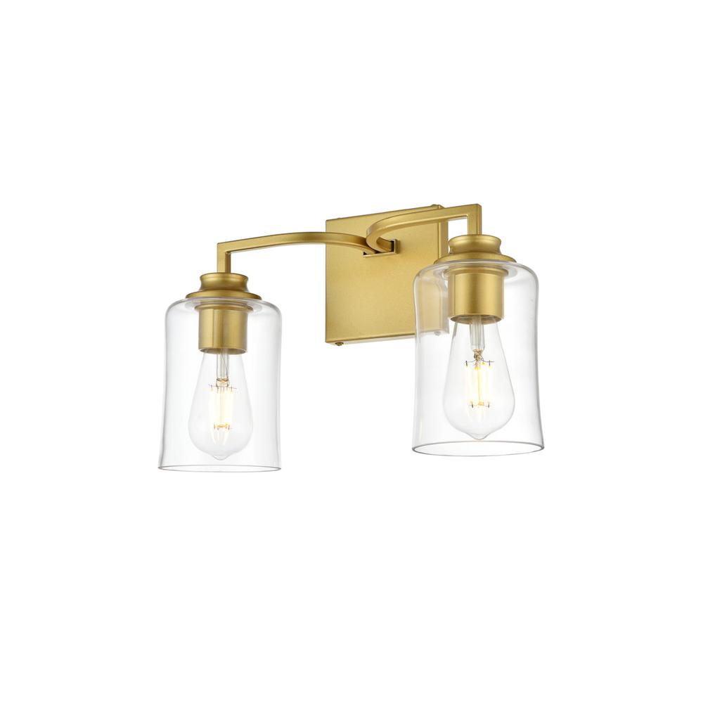 Ronnie 2 light Brass and Clear Bath Sconce. Picture 2