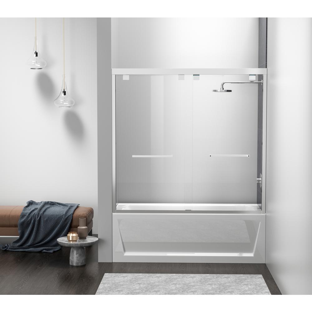 Semi-frameless tub door 60 x 60 Polished Chrome. Picture 1