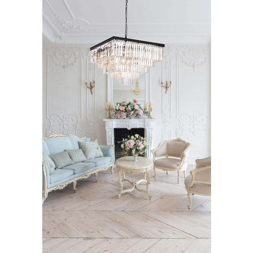 Sydney 34 inch square crystal chandelier in matte black. Picture 7