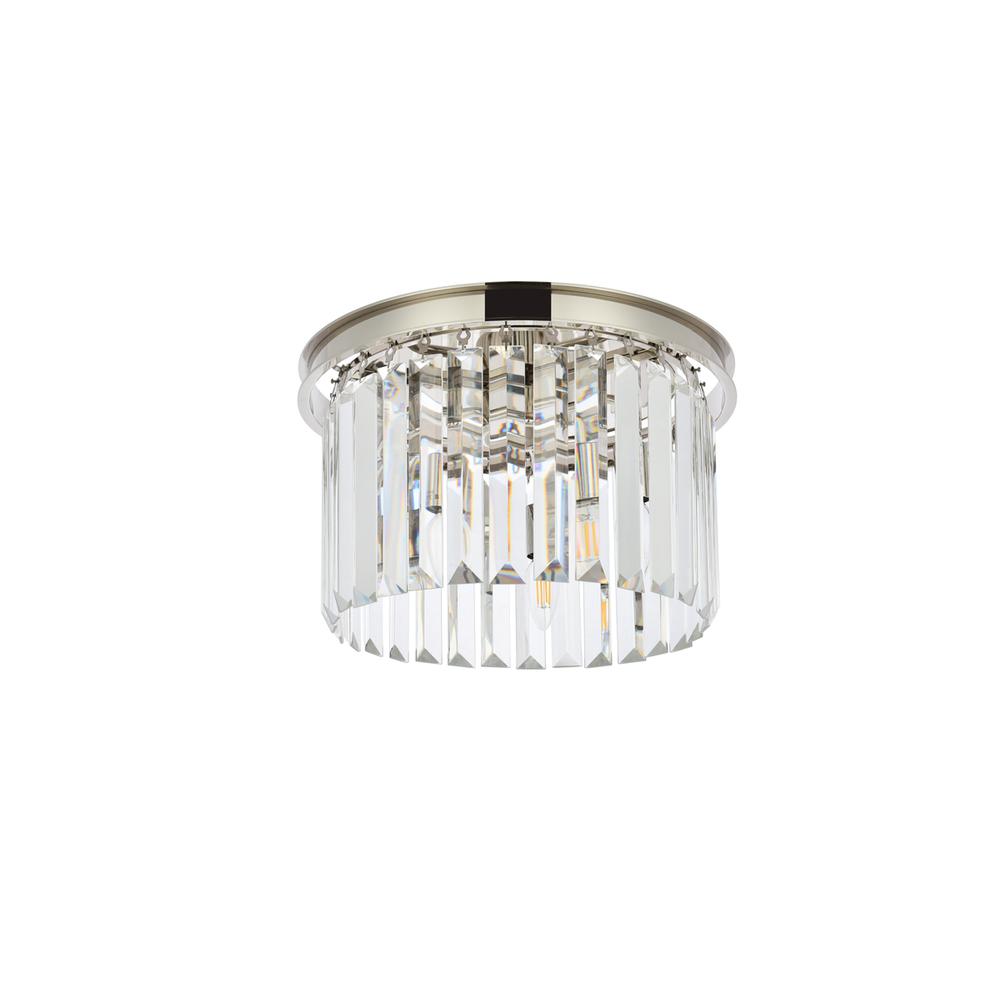 Sydney 3 light polished nickel Flush Mount Clear Royal Cut Crystal. Picture 6