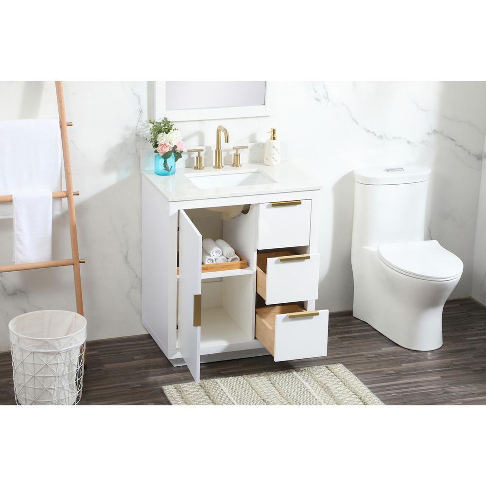30 inch Single bathroom vanity in white with backsplash. Picture 3