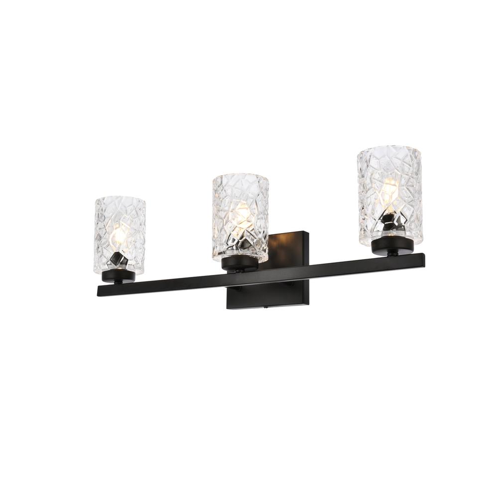 Cassie 3 lights bath sconce in black with clear shade. Picture 2