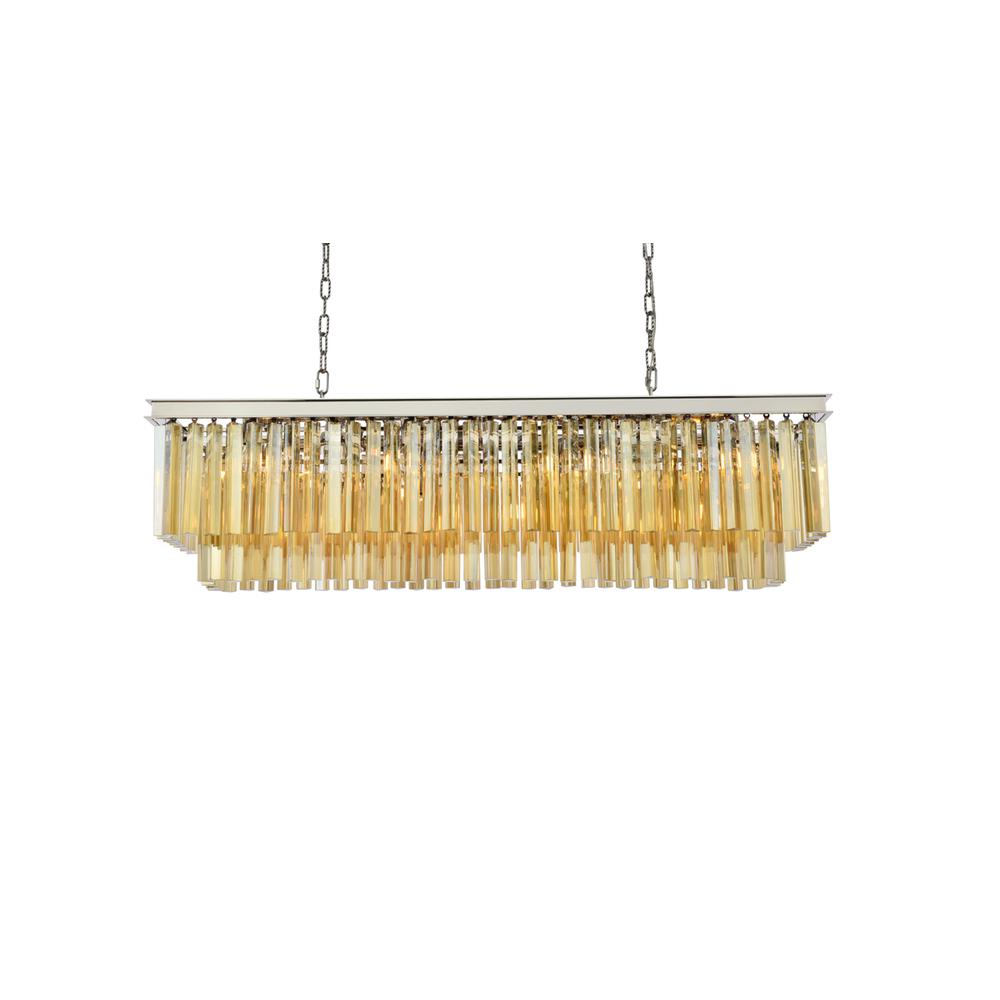 Sydney 12 light polished nickel Chandelier Golden Teak (Smoky) Royal Cut Crystal. Picture 2
