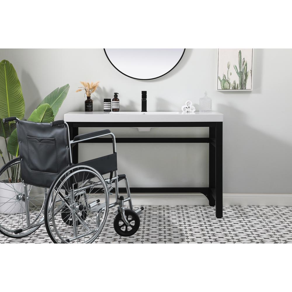 48 inch ADA compliant Single bathroom metal vanity in black. Picture 14