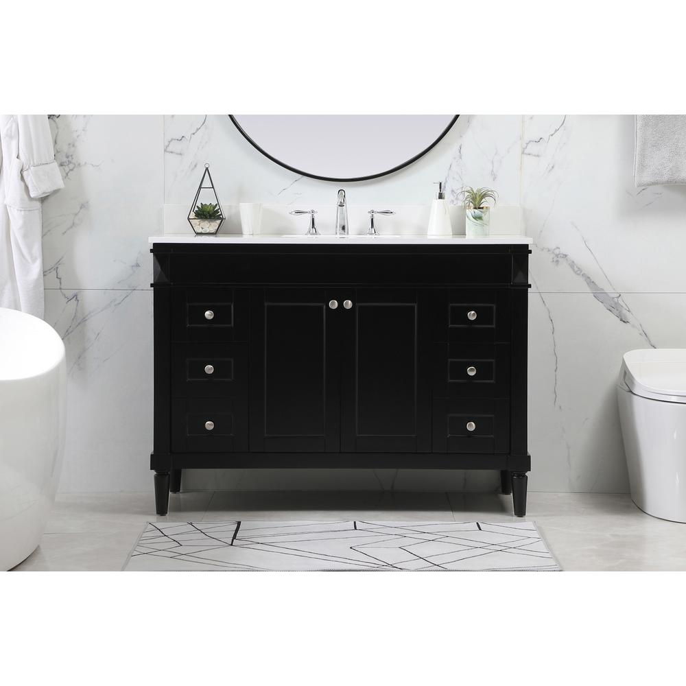 48 inch Single bathroom vanity in black with backsplash. Picture 14