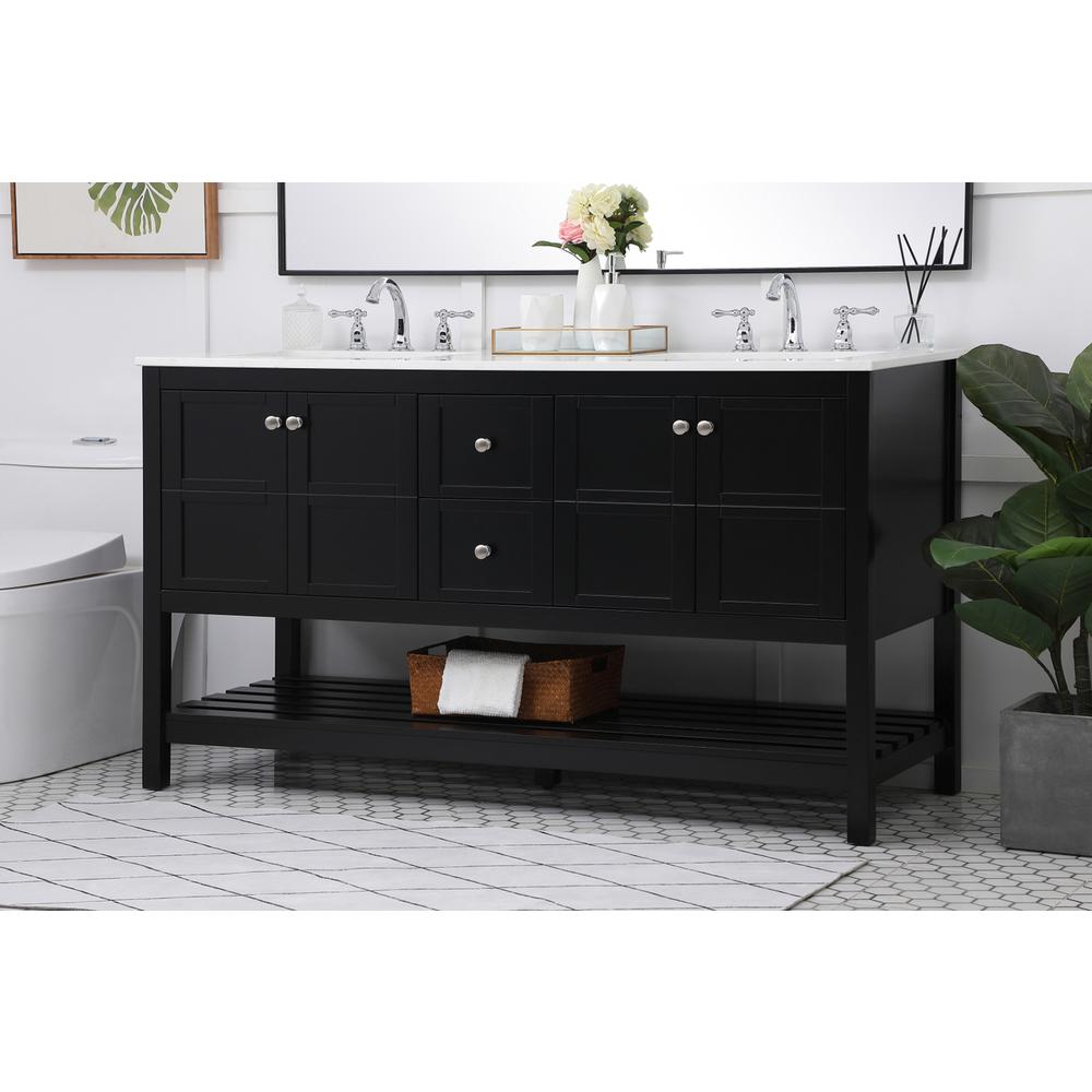 60 inch Single Bathroom Vanity in Black. Picture 2