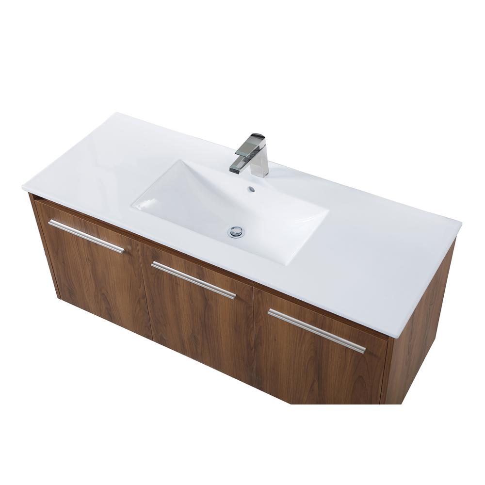 48 inch  Single Bathroom Floating Vanity in Walnut Brown. Picture 9