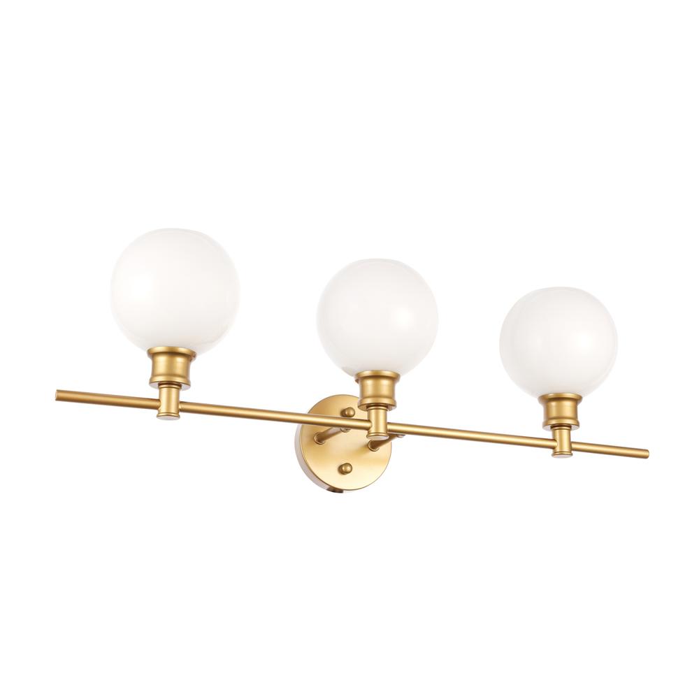 Collier 3 light Brass and Frosted white glass Wall sconce. Picture 4