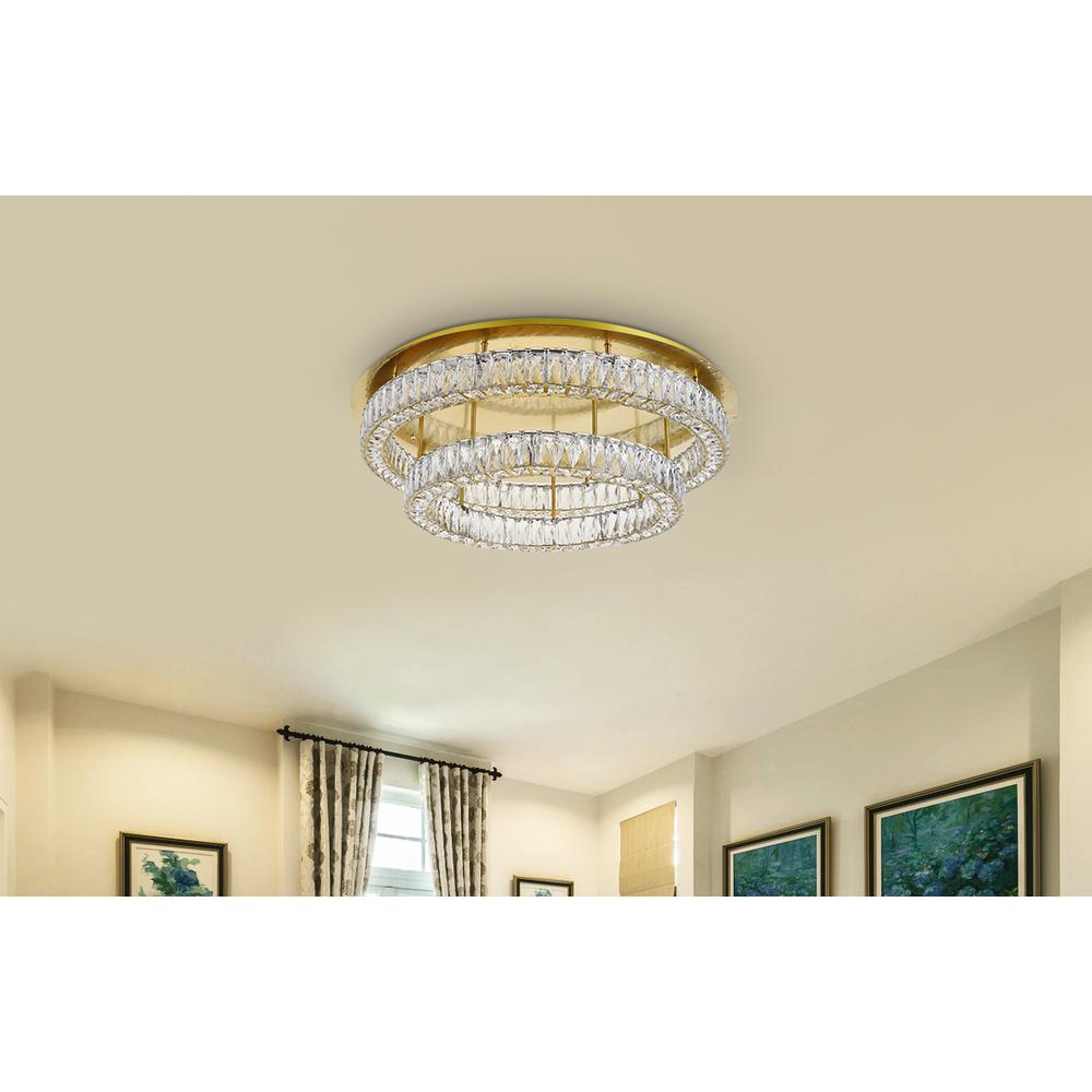 Monroe LED light Gold Flush Mount Clear Royal Cut Crystal. Picture 7