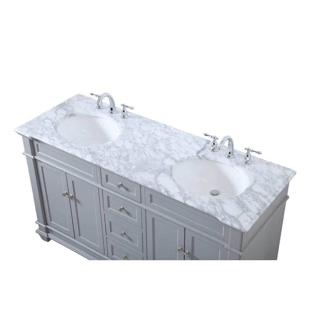 60 inch Double Bathroom Vanity set in Grey. Picture 10