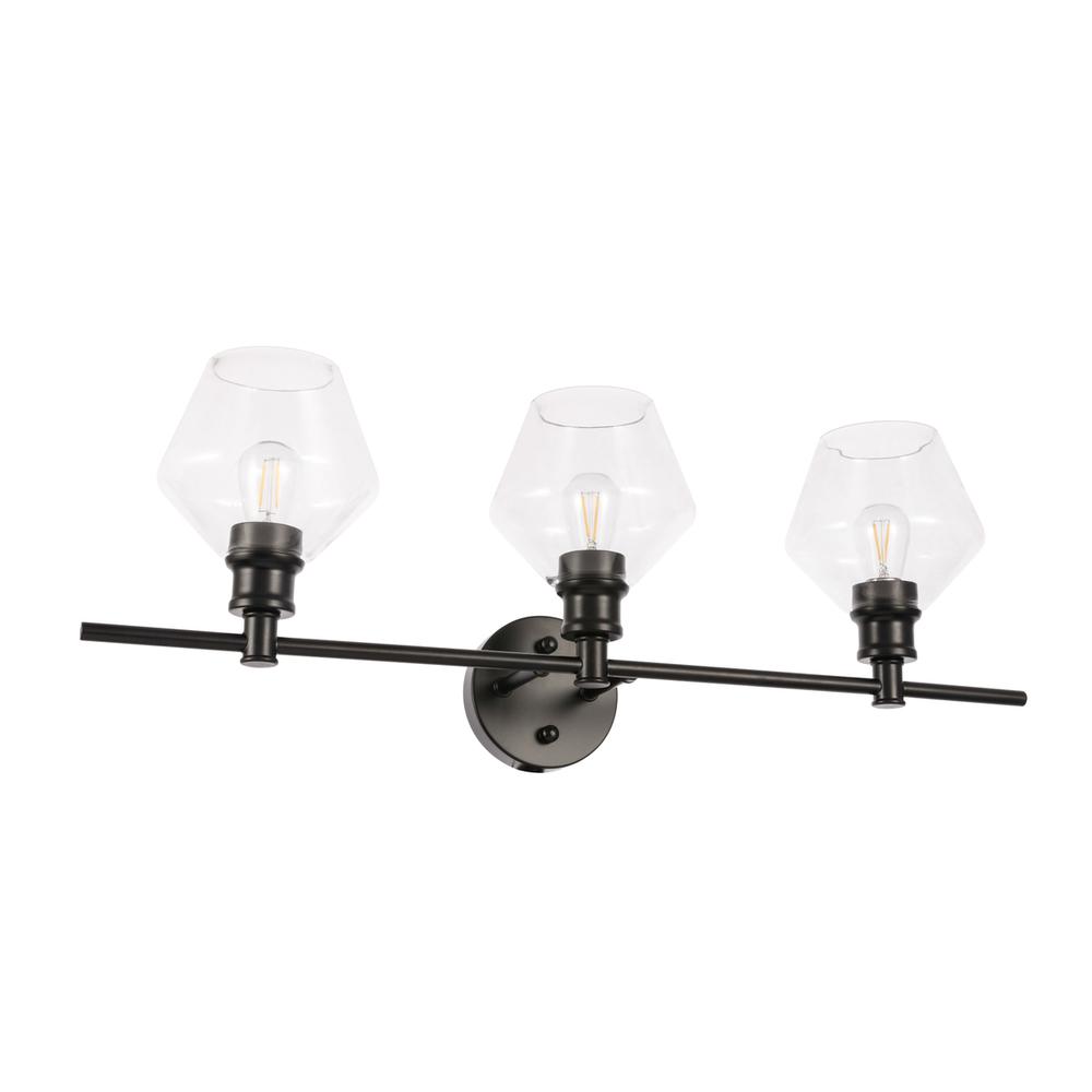 Gene 3 light Black and Clear glass Wall sconce. Picture 4
