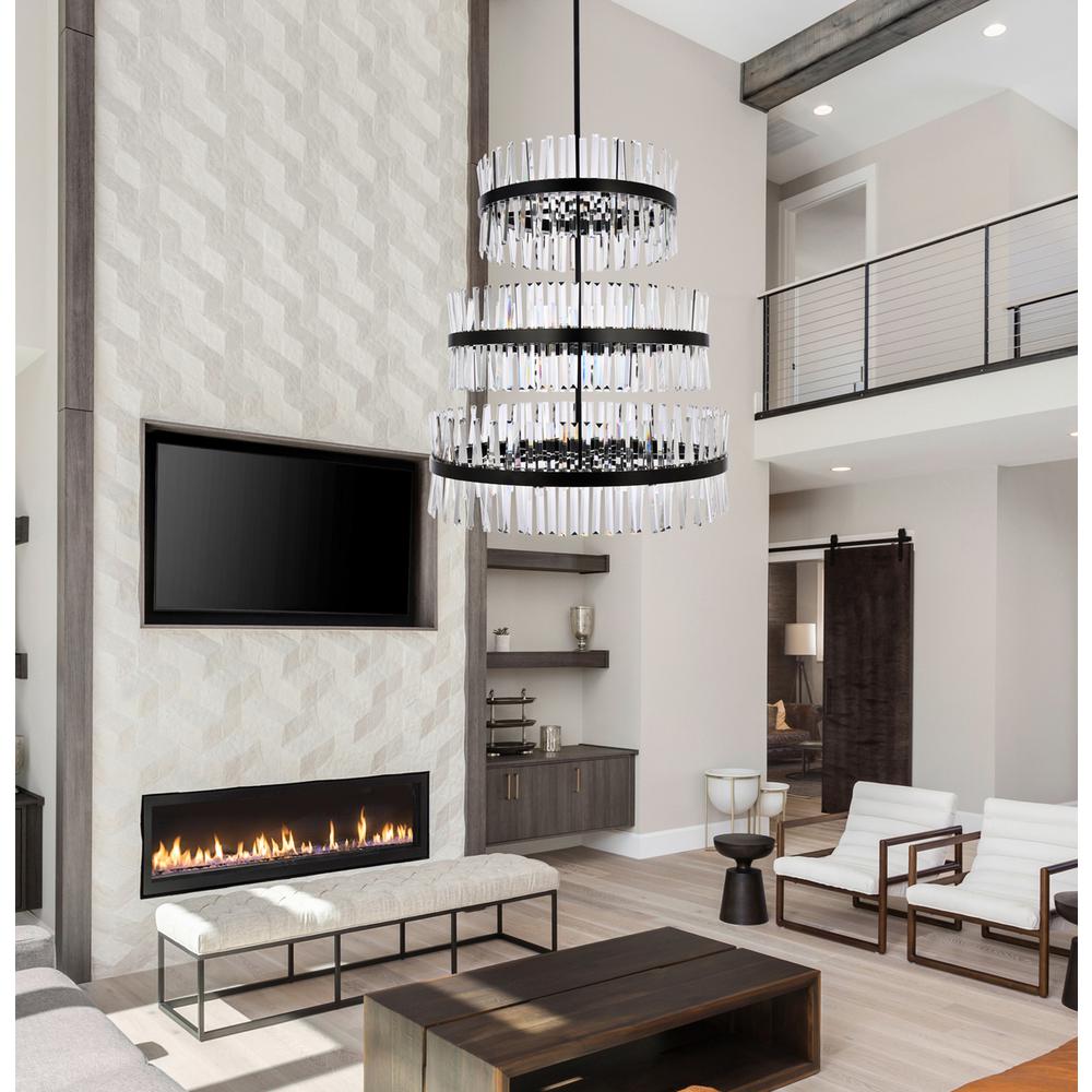 Serephina 36 inch 3 tiers crystal round chandelier light in black. Picture 7