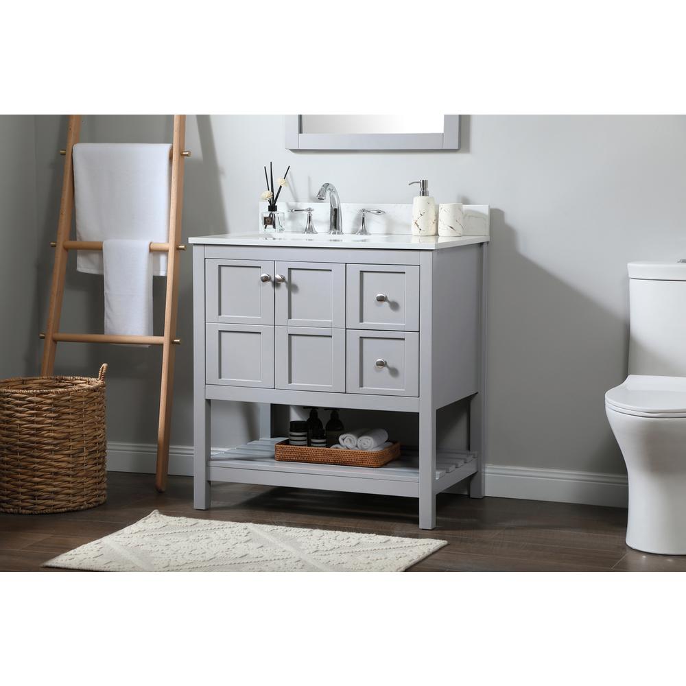 32 inch Single bathroom vanity in grey with backsplash. Picture 2
