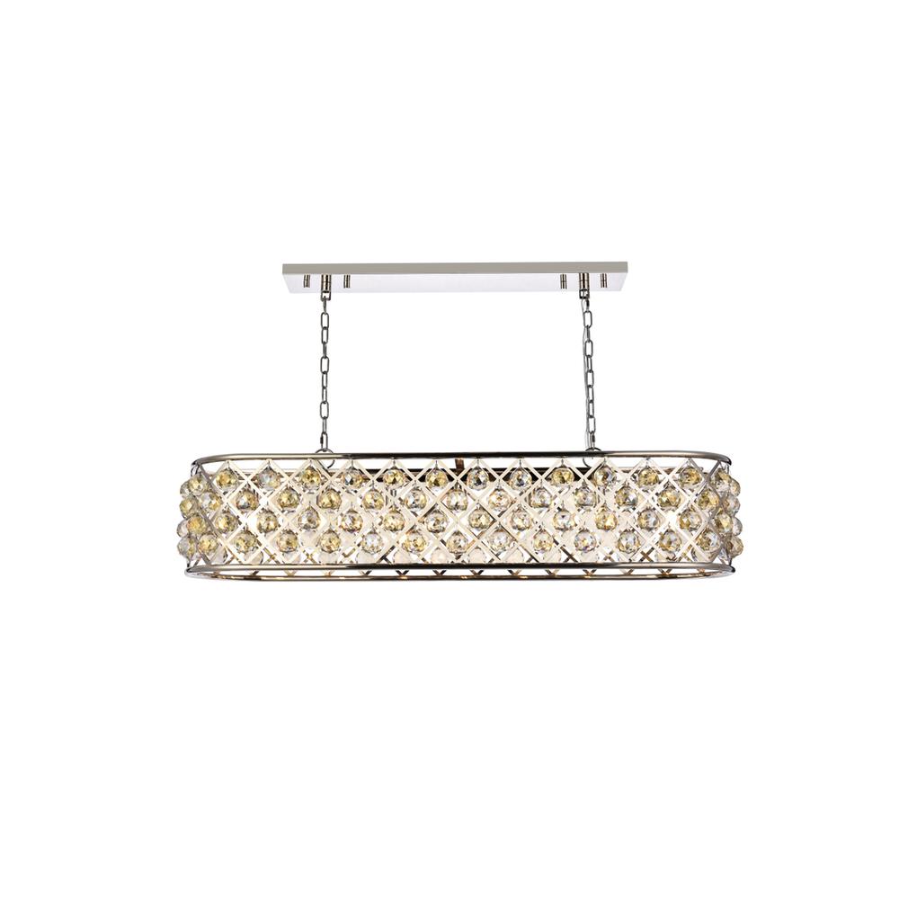 Madison 7 light polished Nickel Chandelier Golden Teak (Smoky) Royal Cut Crystal. Picture 1