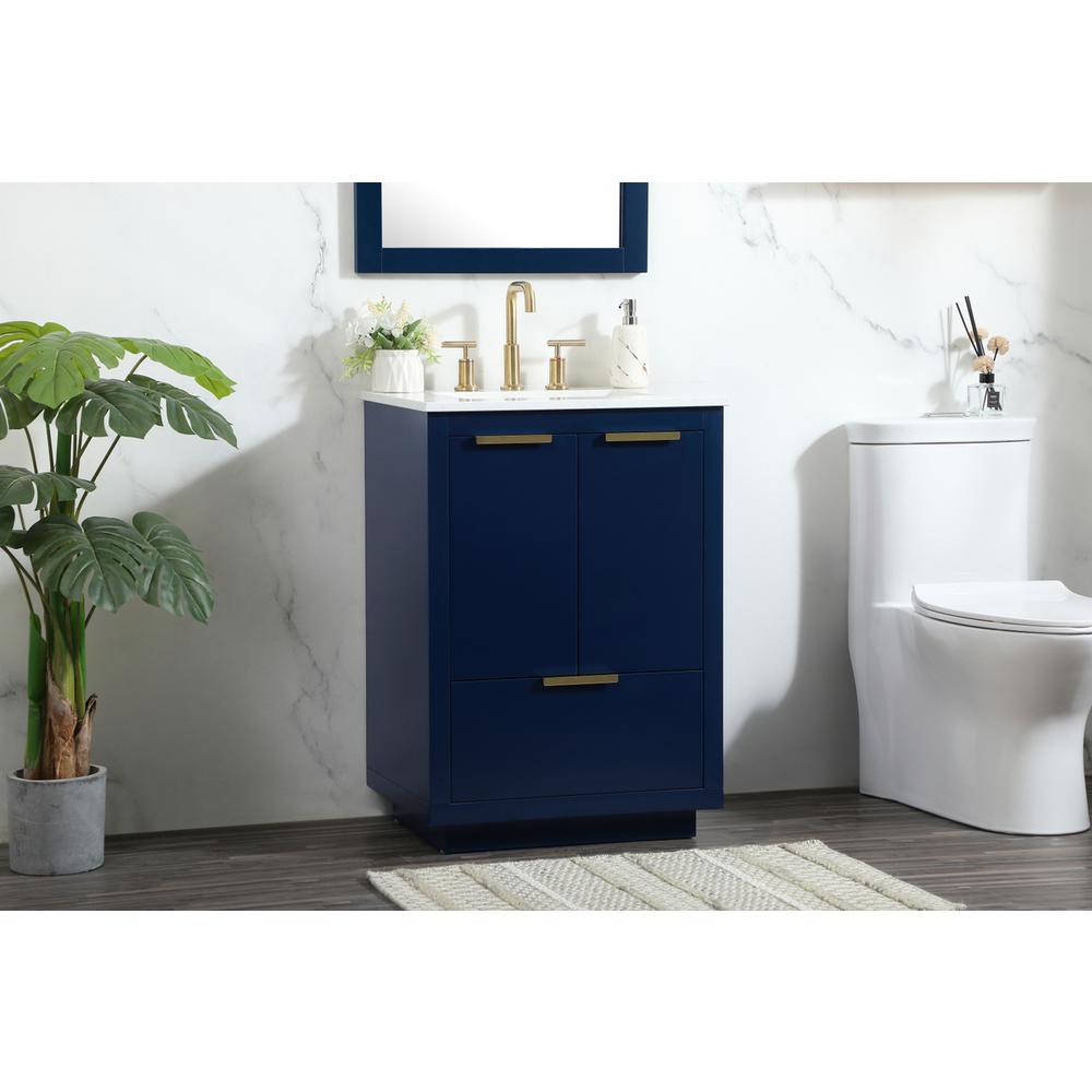 24 inch Single bathroom vanity in blue. Picture 2