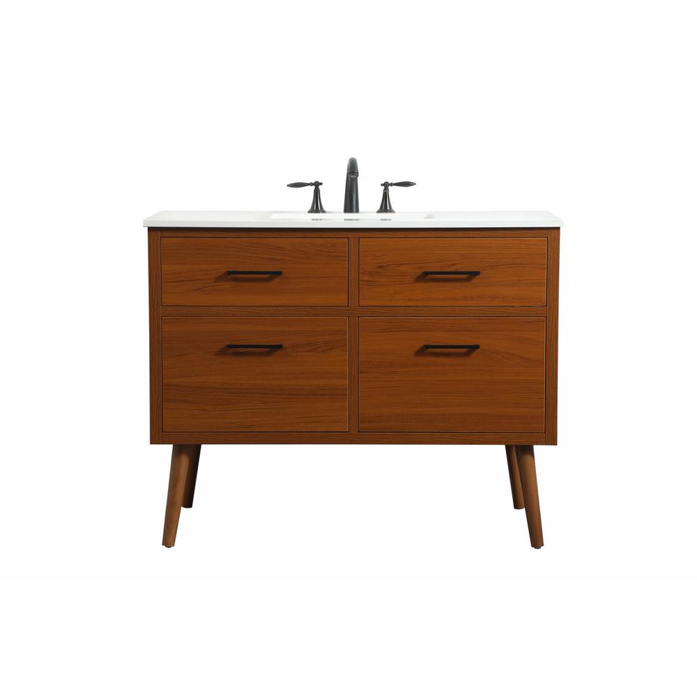 42 inch Single bathroom vanity in teak. Picture 1