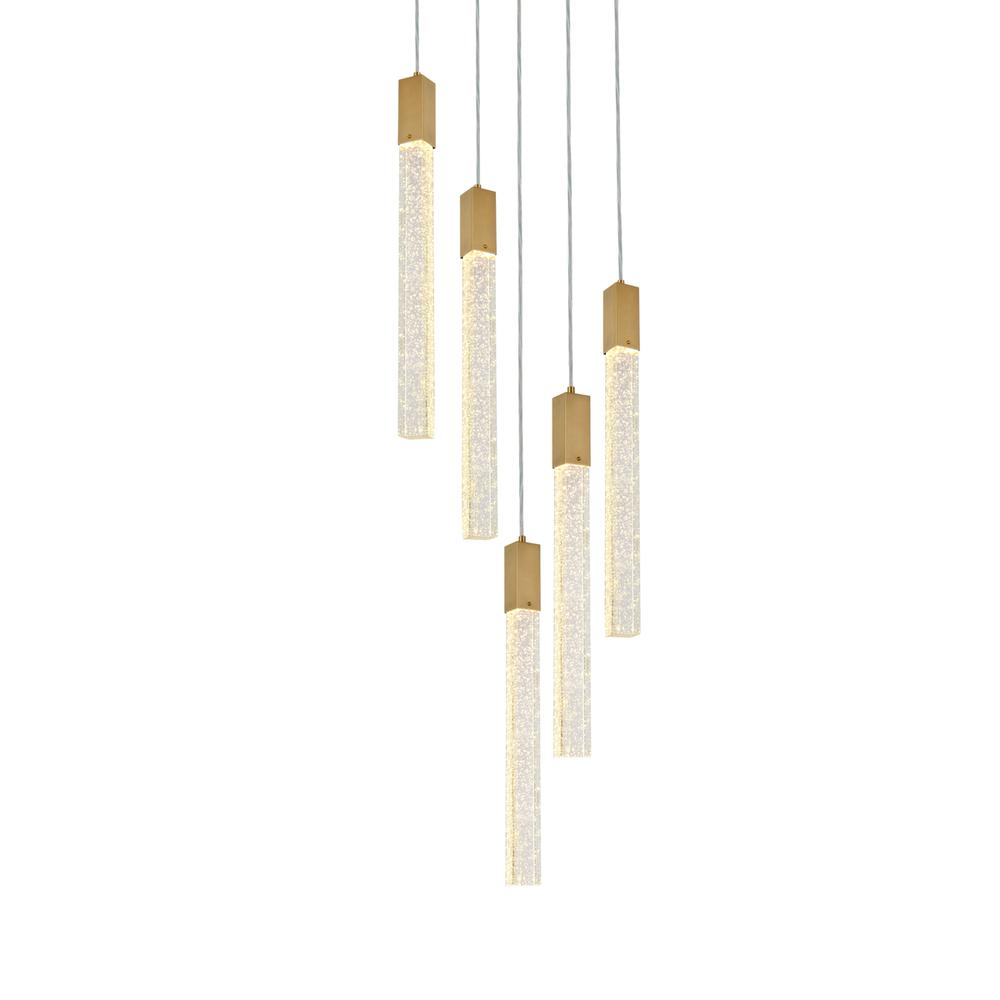 Weston 5 lights pendant in satin gold. Picture 2