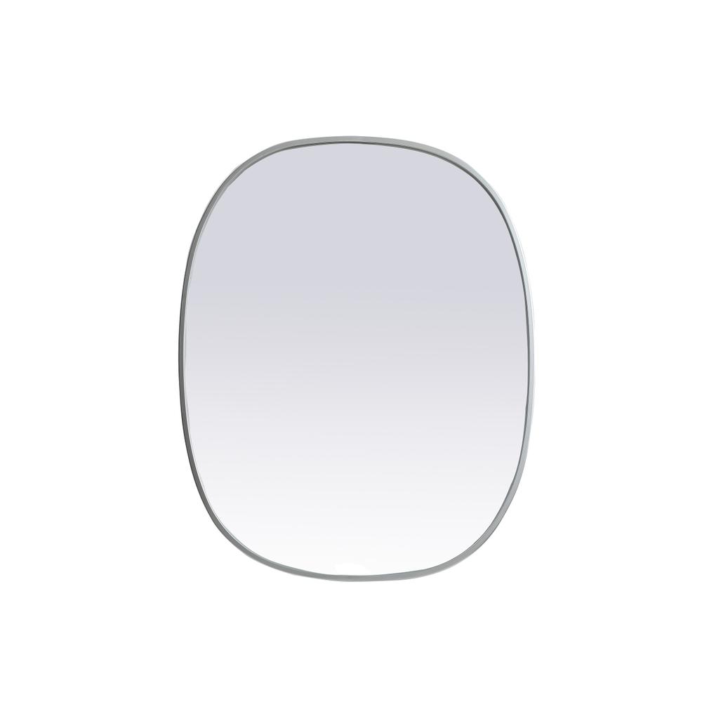 Metal Frame Oval Mirror 24x30 Inch in Silver. Picture 1
