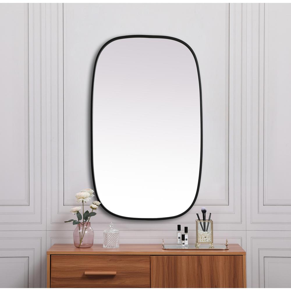Metal Frame Oval Mirror 24x40 Inch in Black. Picture 3