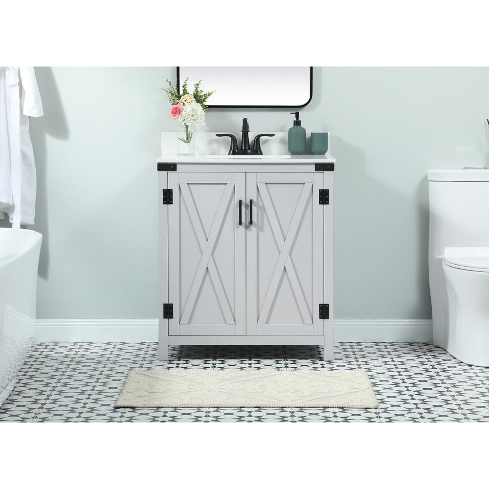 30 inch Single bathroom vanity in grey with backsplash. Picture 14
