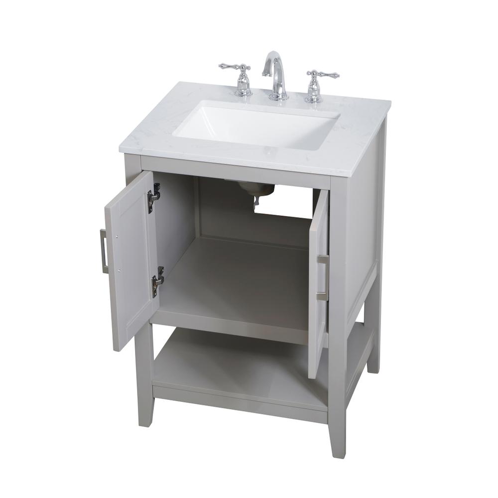 24 inch Single Bathroom Vanity in Grey. Picture 8