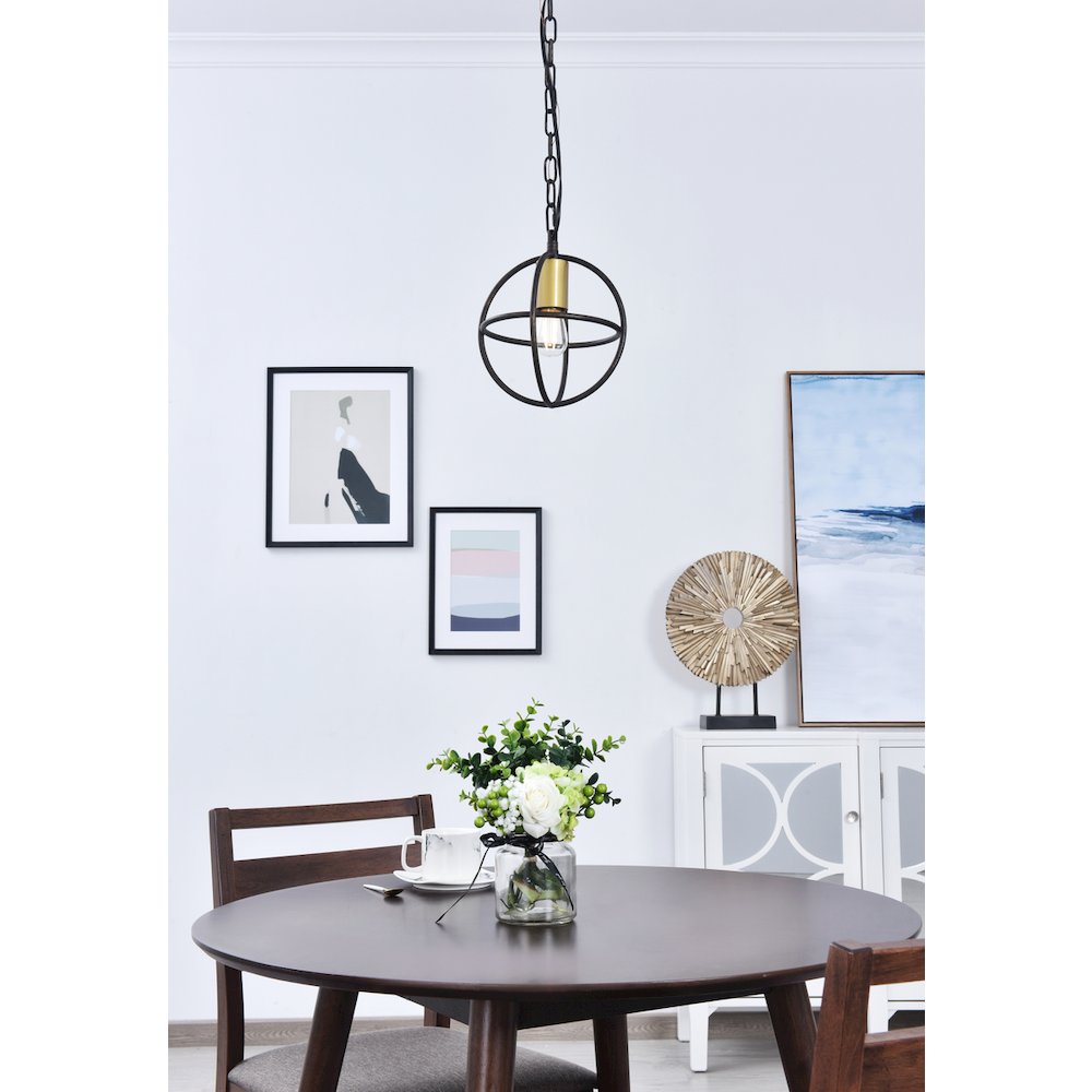 Octavia 1 Light Brass And Dark Brown Pendant. Picture 2