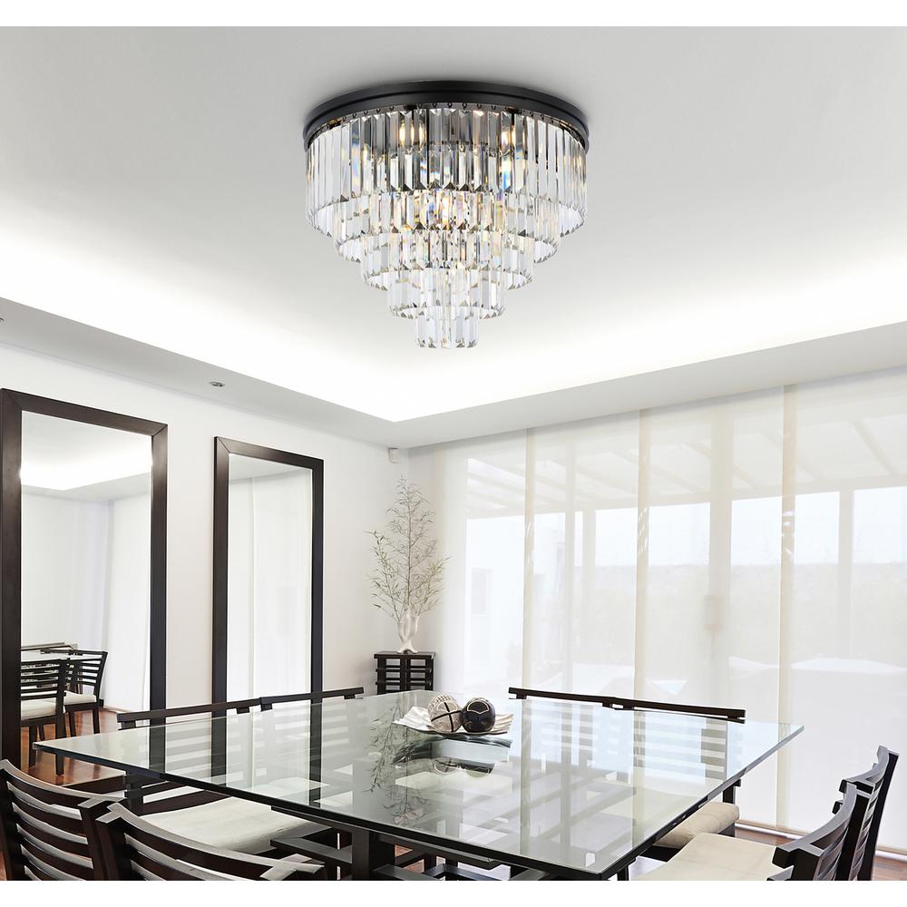 Sydney 17 light Matte Black Flush Mount Clear Royal Cut Crystal. Picture 8