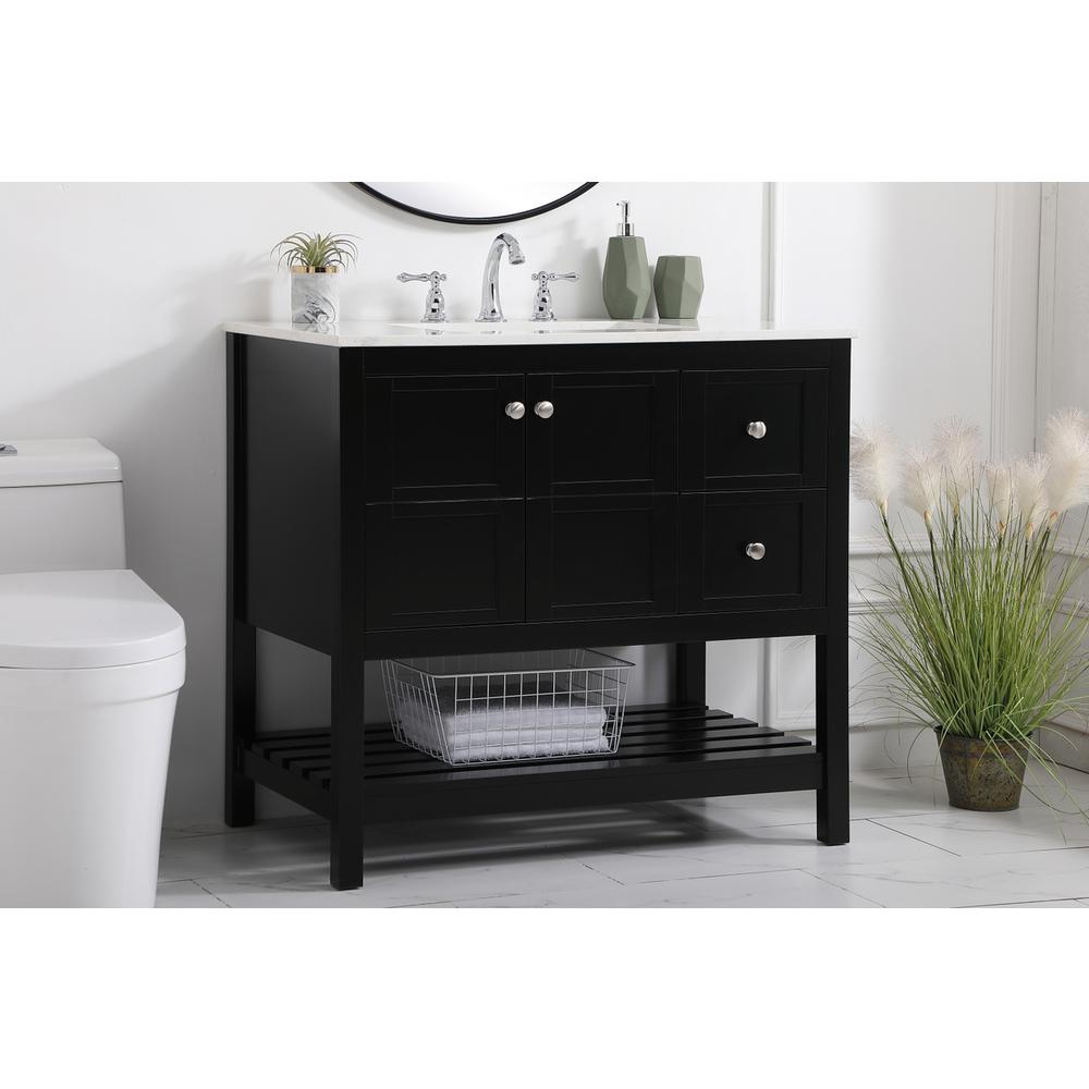 36 inch Single Bathroom Vanity in Black. Picture 2