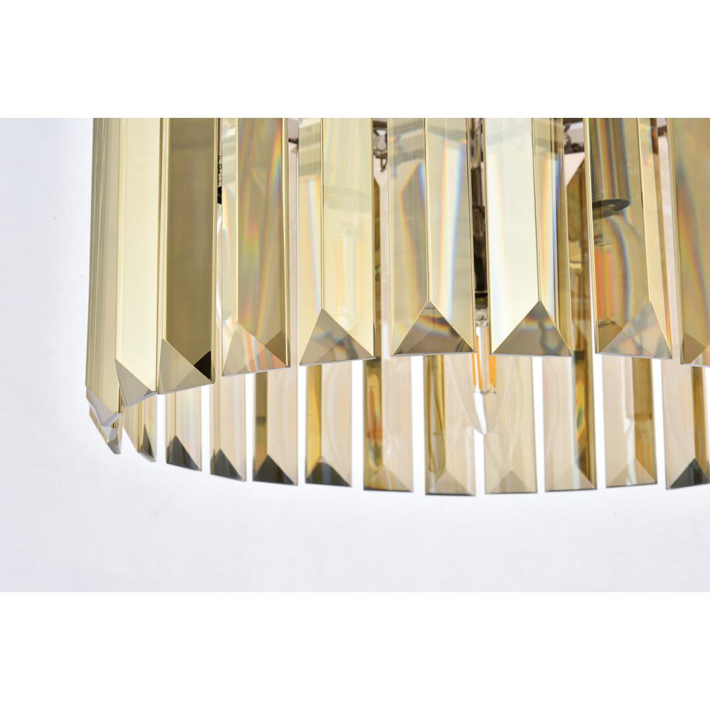 Sydney 3 light polished nickel Pendant Golden Teak (Smoky) Royal Cut Crystal. Picture 3