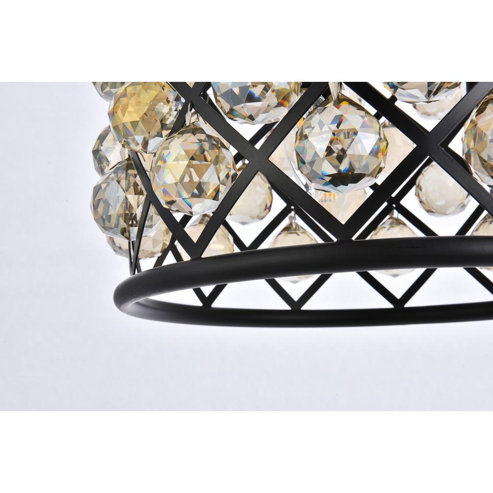 Madison 4 light Matte Black Pendant Golden Teak (Smoky) Royal Cut Crystal. Picture 2