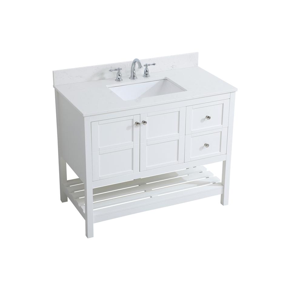 42 inch Single Bathroom Vanity in White with Backsplash. Picture 8