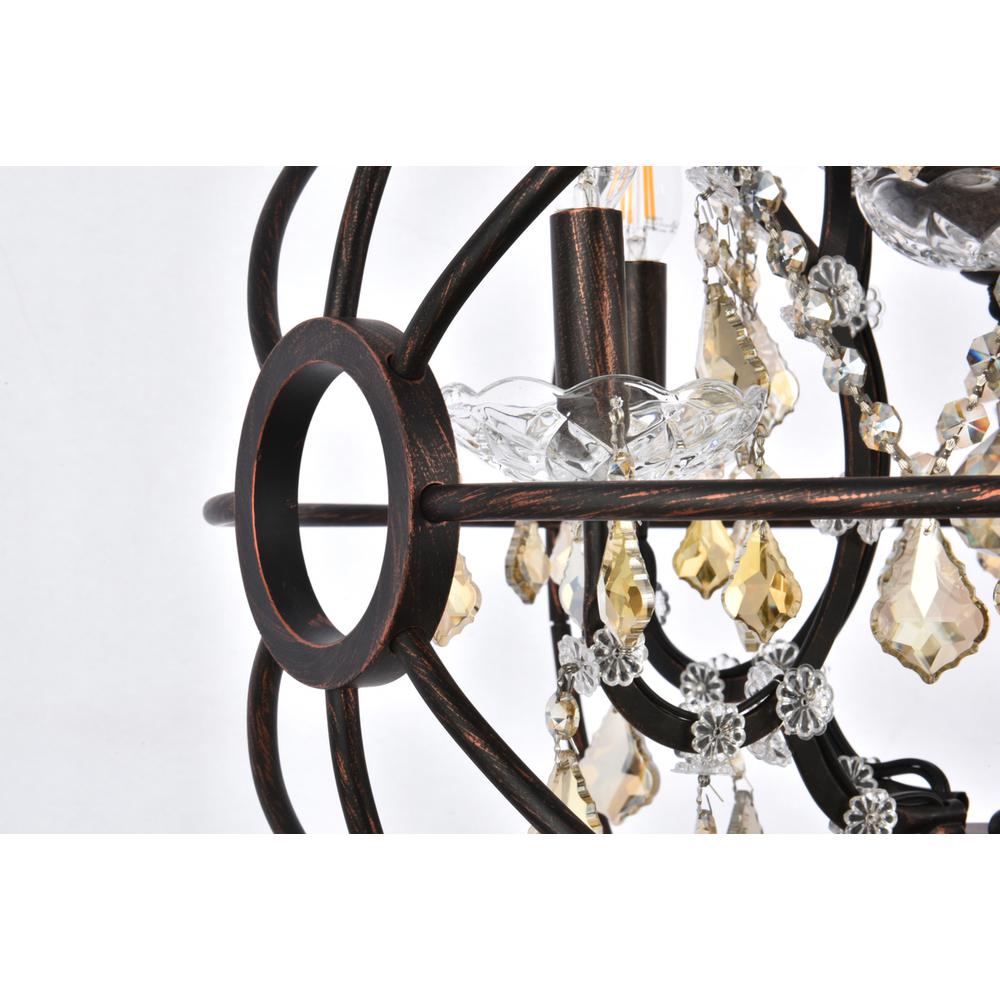 Geneva 5 light Dark Bronze Pendant Golden Teak (Smoky) Royal Cut crystal. Picture 4
