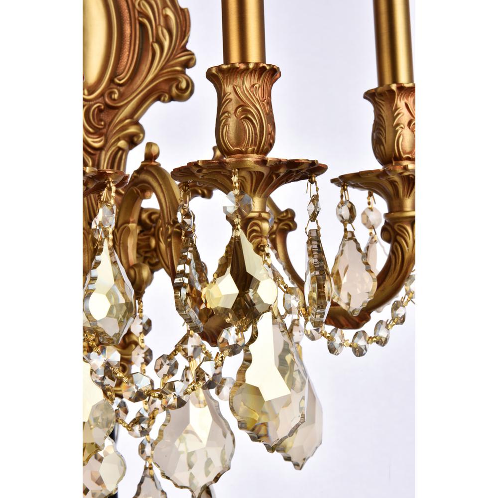 Monarch 5 light French Gold Wall Sconce Golden Teak (Smoky) Royal Cut Crystal. Picture 6