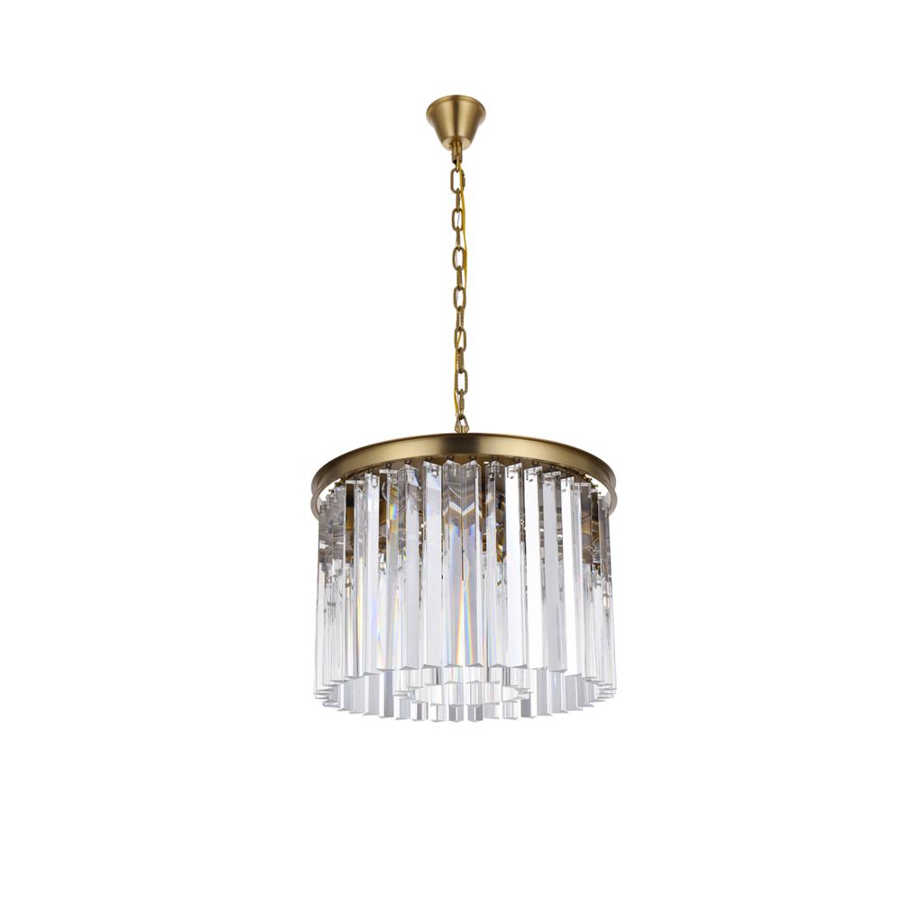 Sydney 20 inch round crystal chandelier in satin gold. Picture 6