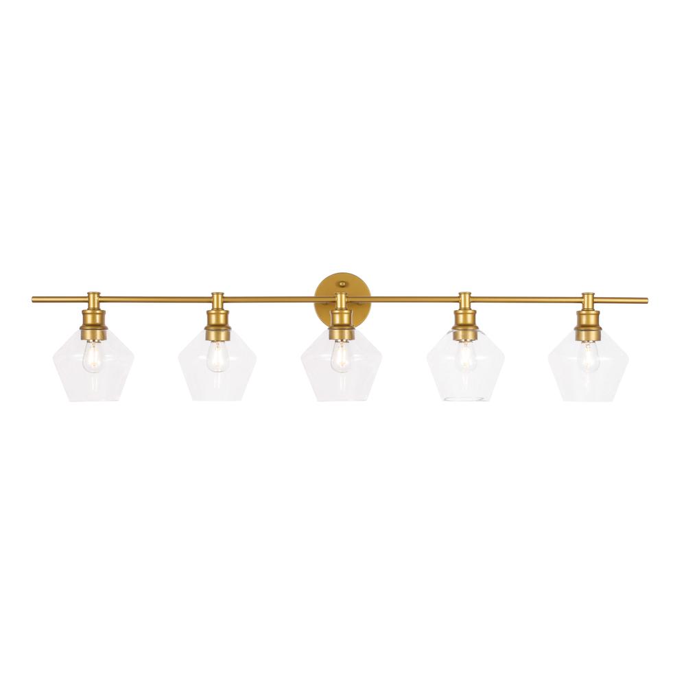 Gene 5 light Brass and Clear glass Wall sconce. Picture 9