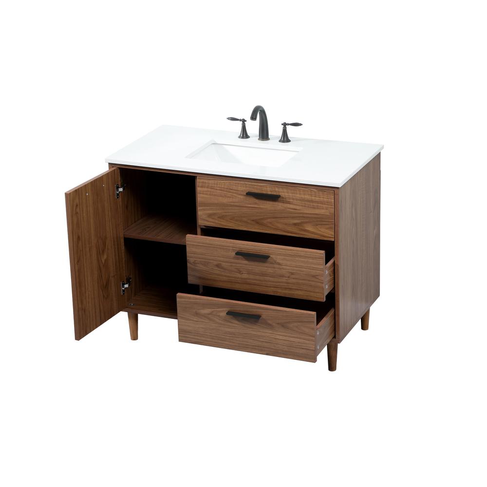 42 inch Single bathroom vanity in walnut brown. Picture 9