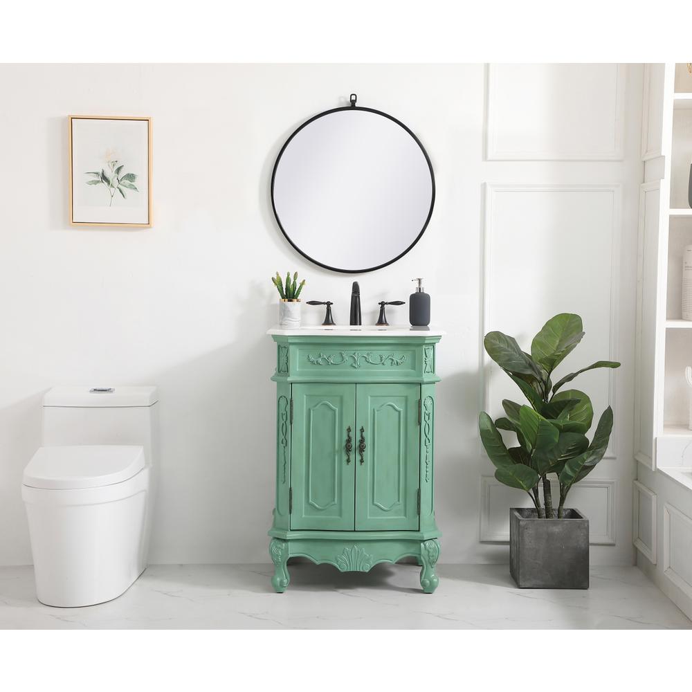24 inch Single Bathroom vanity in vintage mint. Picture 4