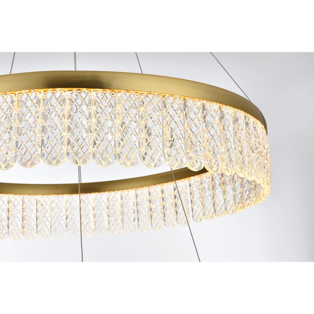 Rune 24 inch Adjustable LED chandelier in Satin Gold. Picture 5