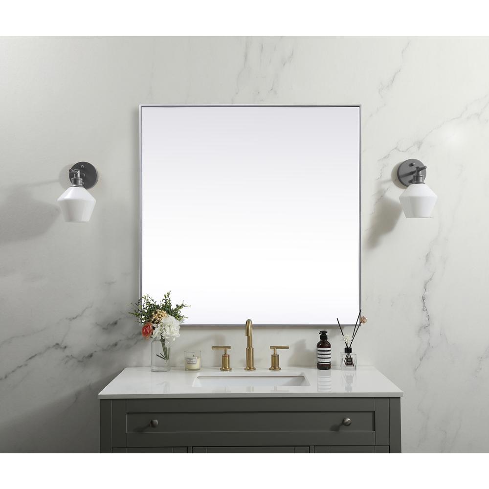 Metal Frame Square Mirror 48 inch in Silver. Picture 9