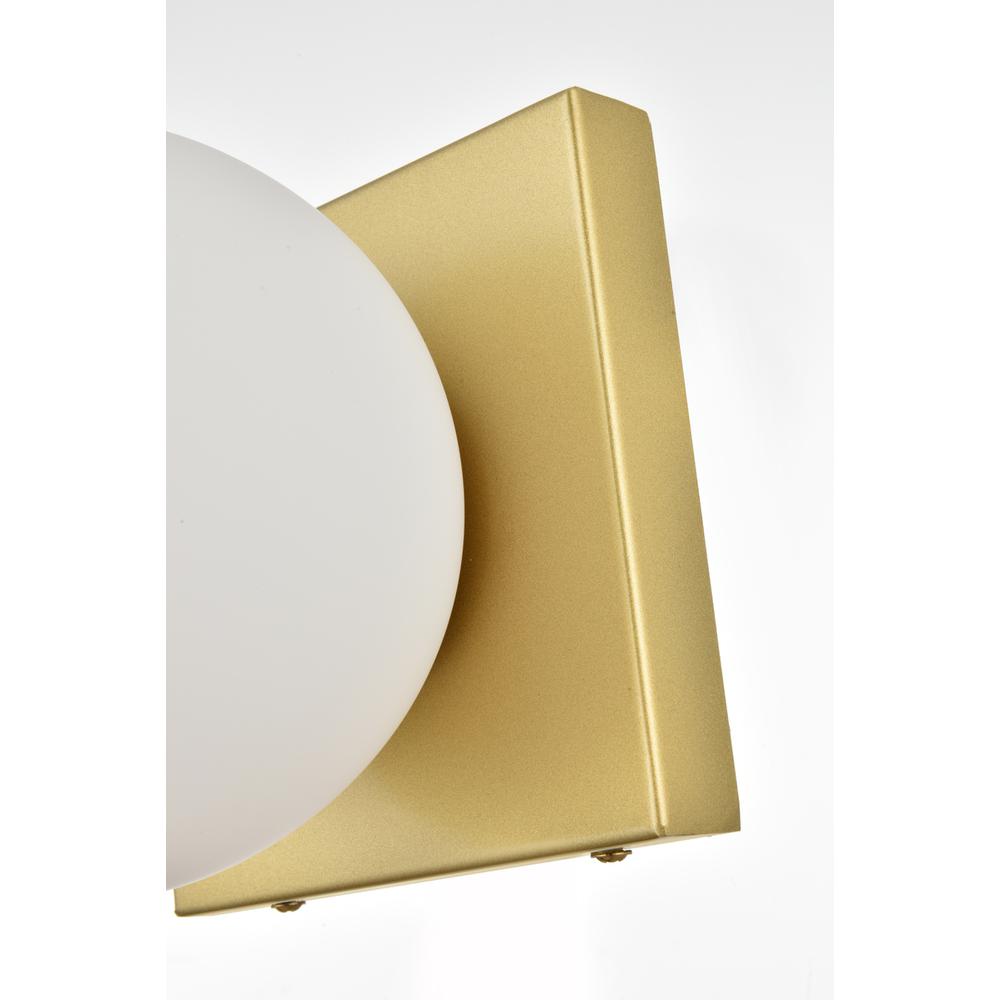 Jaylin 1 light Brass and frosted white Bath Sconce. Picture 5