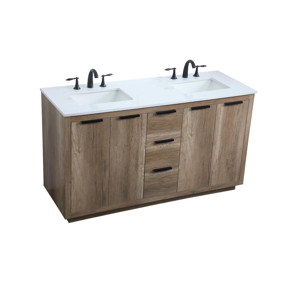 60 Inch Double Bathroom Vanity In Natural Oak. Picture 8